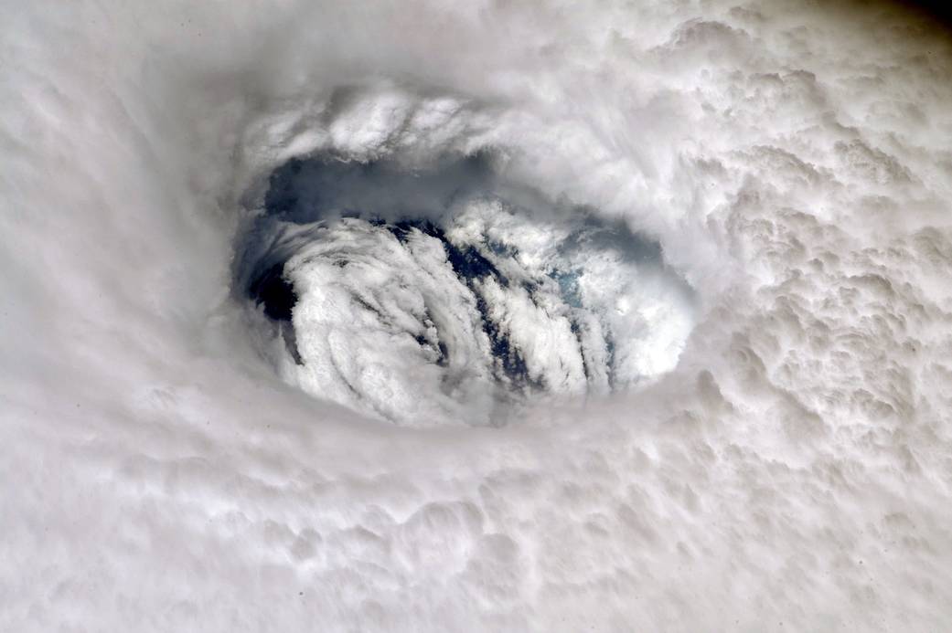 The eye and eyewall of Hurricane Dorian seen from the ISS.